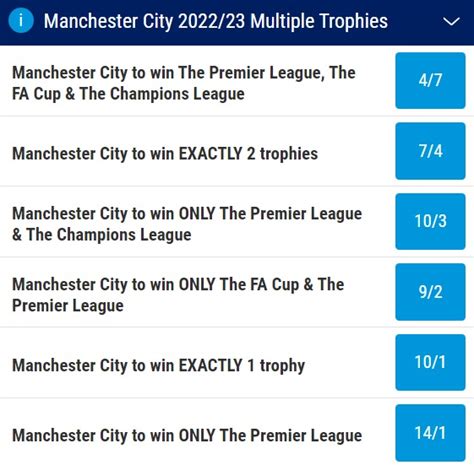 man city treble odds